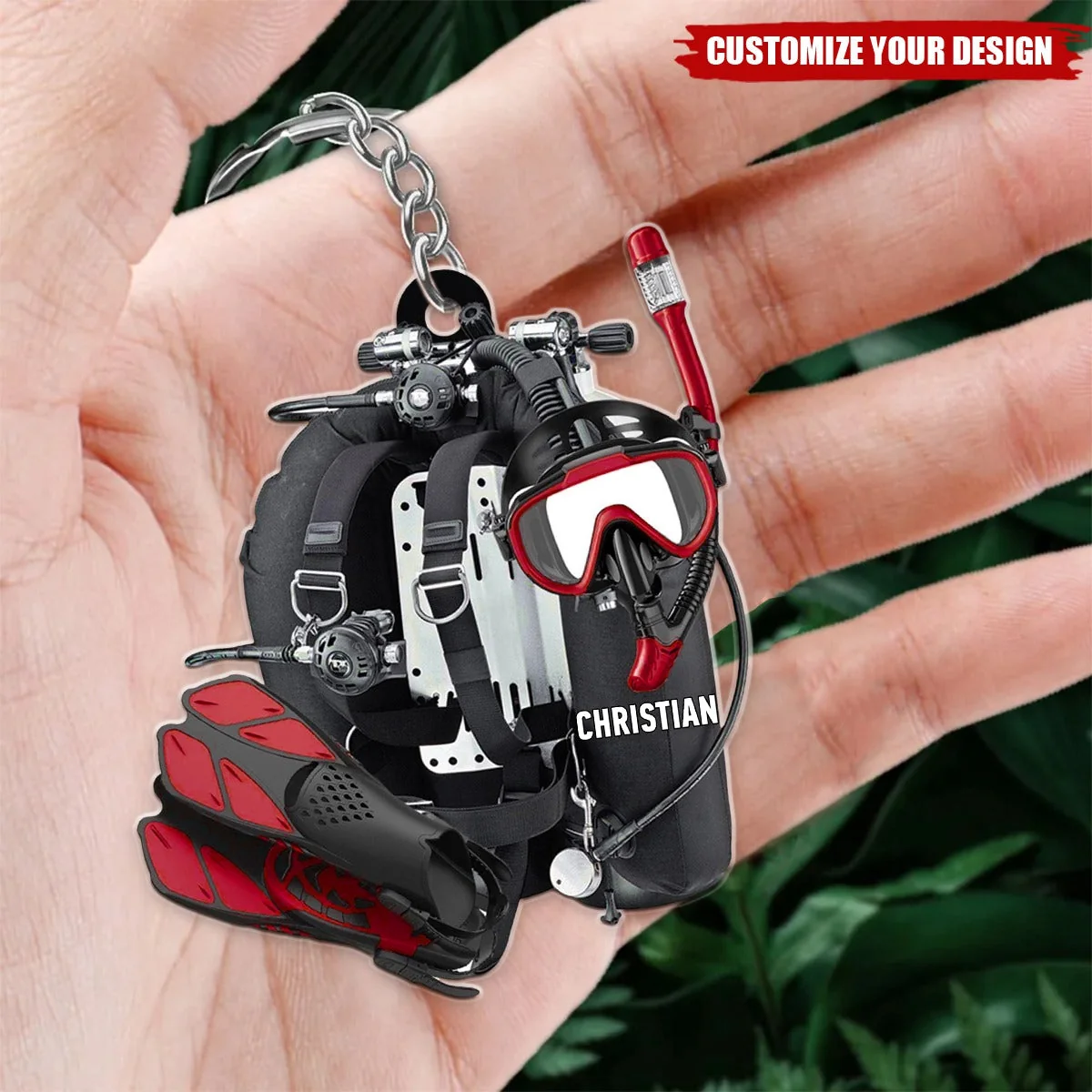Scuba Diving Gear -Personalized Acrylic Keychain, Gift For Diver - Image 2