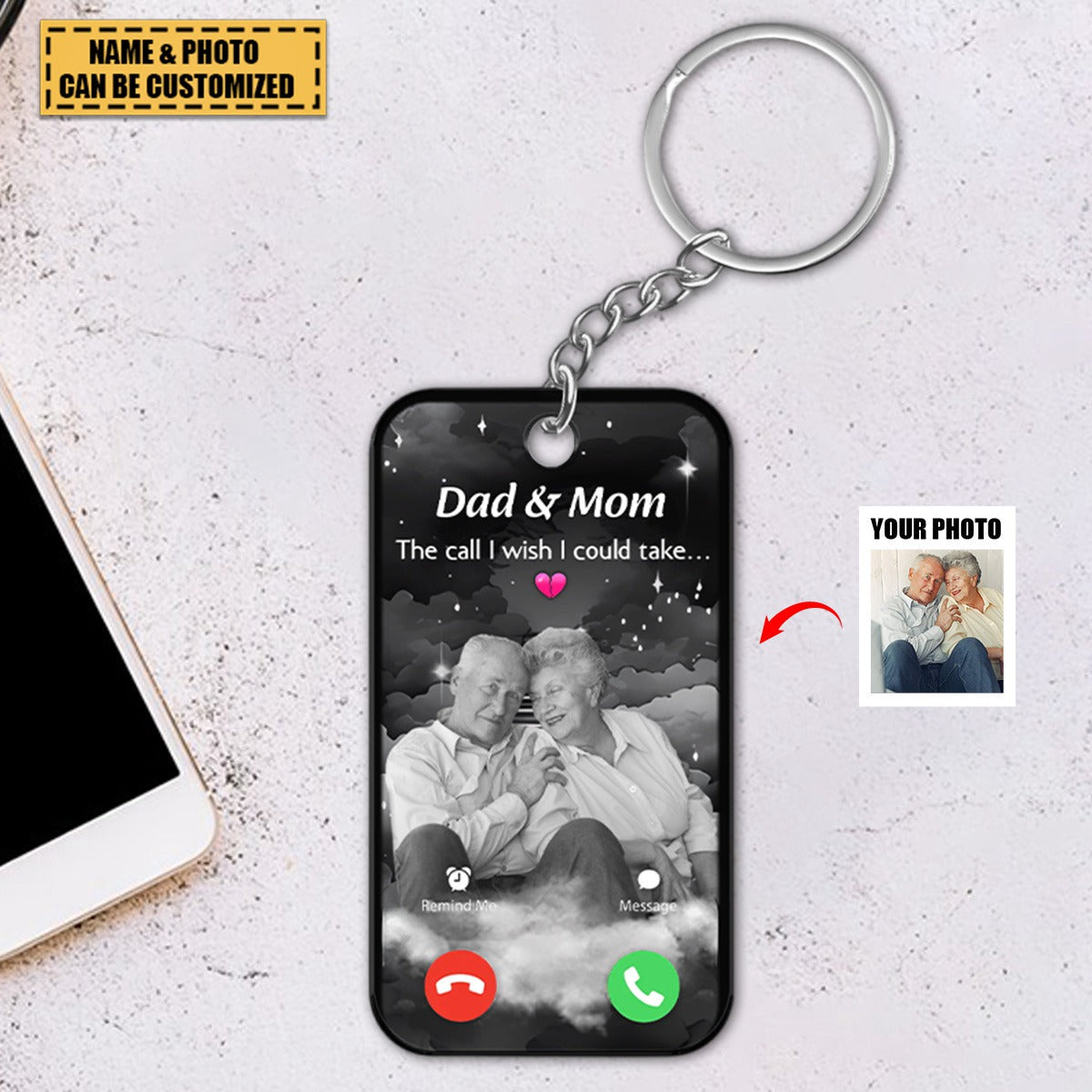 The Call I Wish I Could Take Memorial Sympathy Gift Remembrance Keepsake Photo Personalized Acrylic Keychain - Image 2