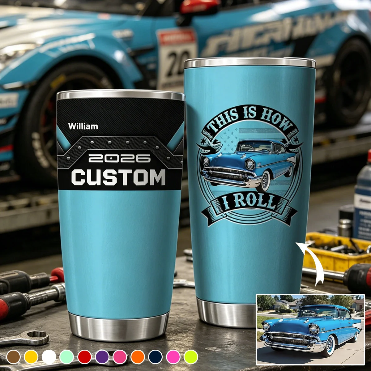 Custom Photo Car Tumbler Gift For Father's Day, Car Lovers - Image 2
