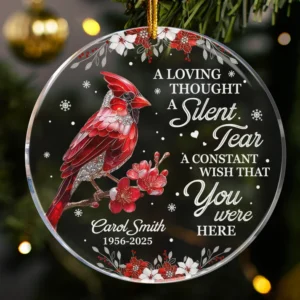 A Silent Tear Cardinal, Hummingbird, Dragonfly, Butterfly Memorial - Personalized Acrylic Ornament