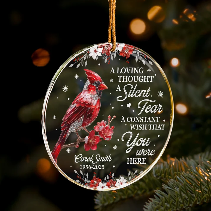 A Silent Tear Cardinal, Hummingbird, Dragonfly, Butterfly Memorial - Personalized Acrylic Ornament - Image 4