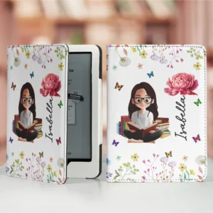 Birth Flower Book Lovers - Personalized Kindle Paperwhite Case With Stand