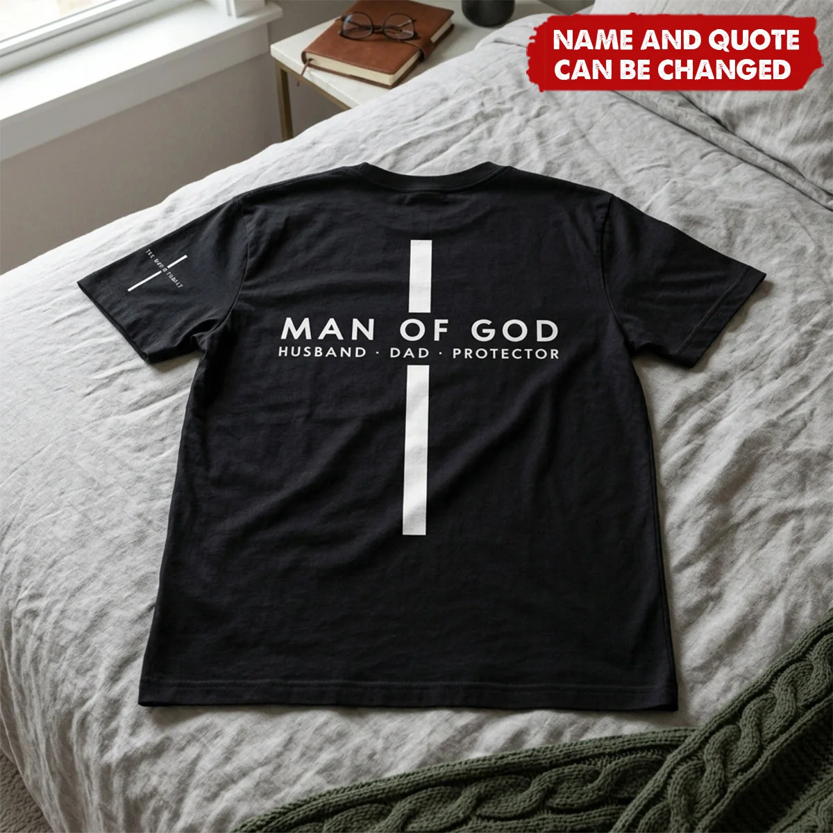 Man Of God - Custom Family Name On Sleeve - Pride Christian Gifts For Men, Husband, Dad - Personalized Shirt - Image 2