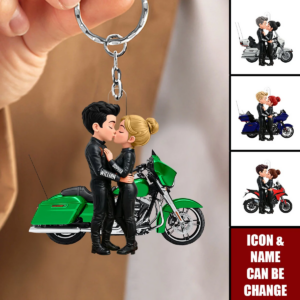 Biker Couple - Personalized Acrylic Keychain - Sentimental Gift for Her, for Him