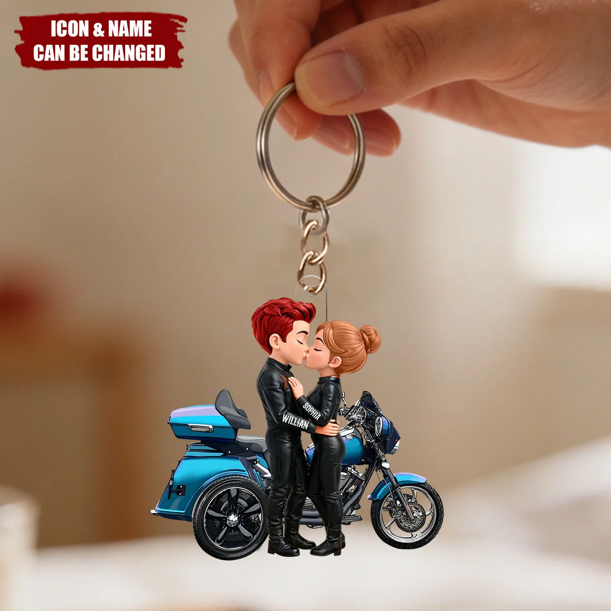 Biker Couple - Personalized Acrylic Keychain - Sentimental Gift for Her, for Him - Image 2