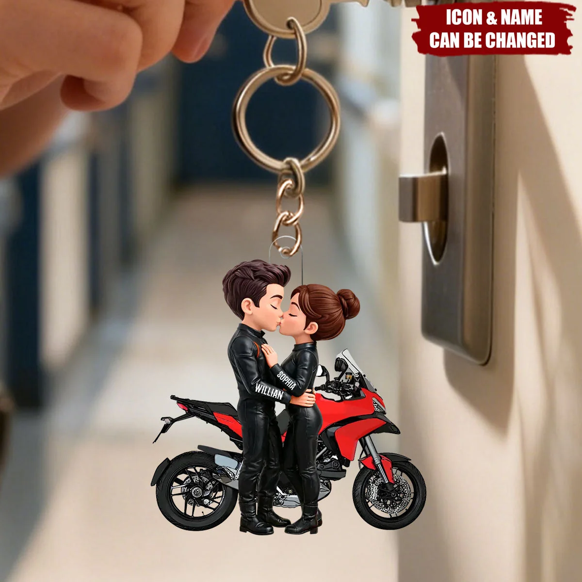 Biker Couple - Personalized Acrylic Keychain - Sentimental Gift for Her, for Him - Image 3