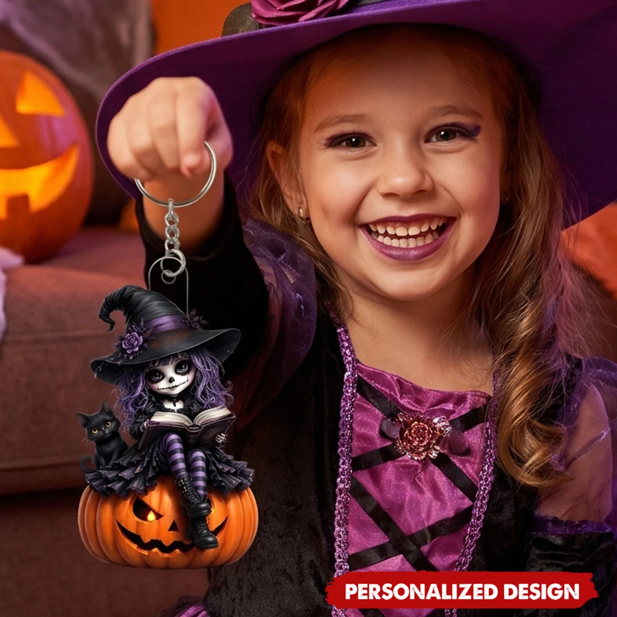Personalized Acrylic Hanging Keychain – A Halloween Gift for Your Daughter or Granddaughter - Image 3