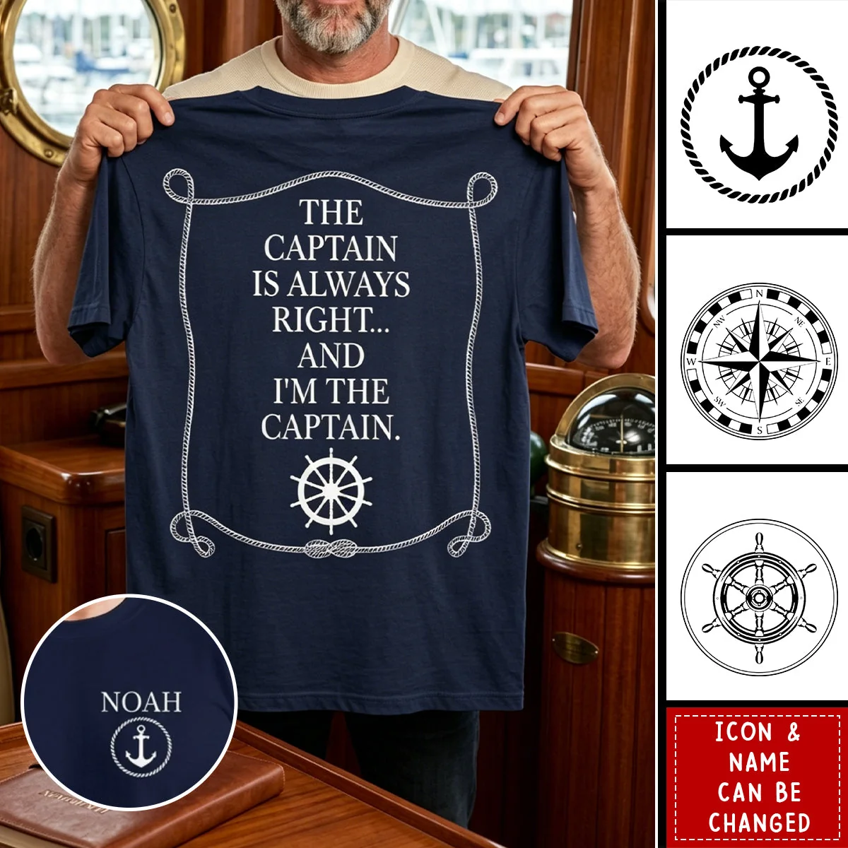 Custom Captain Boating Nautical - The Captain Is Always Right - Personalized Shirt - Image 3