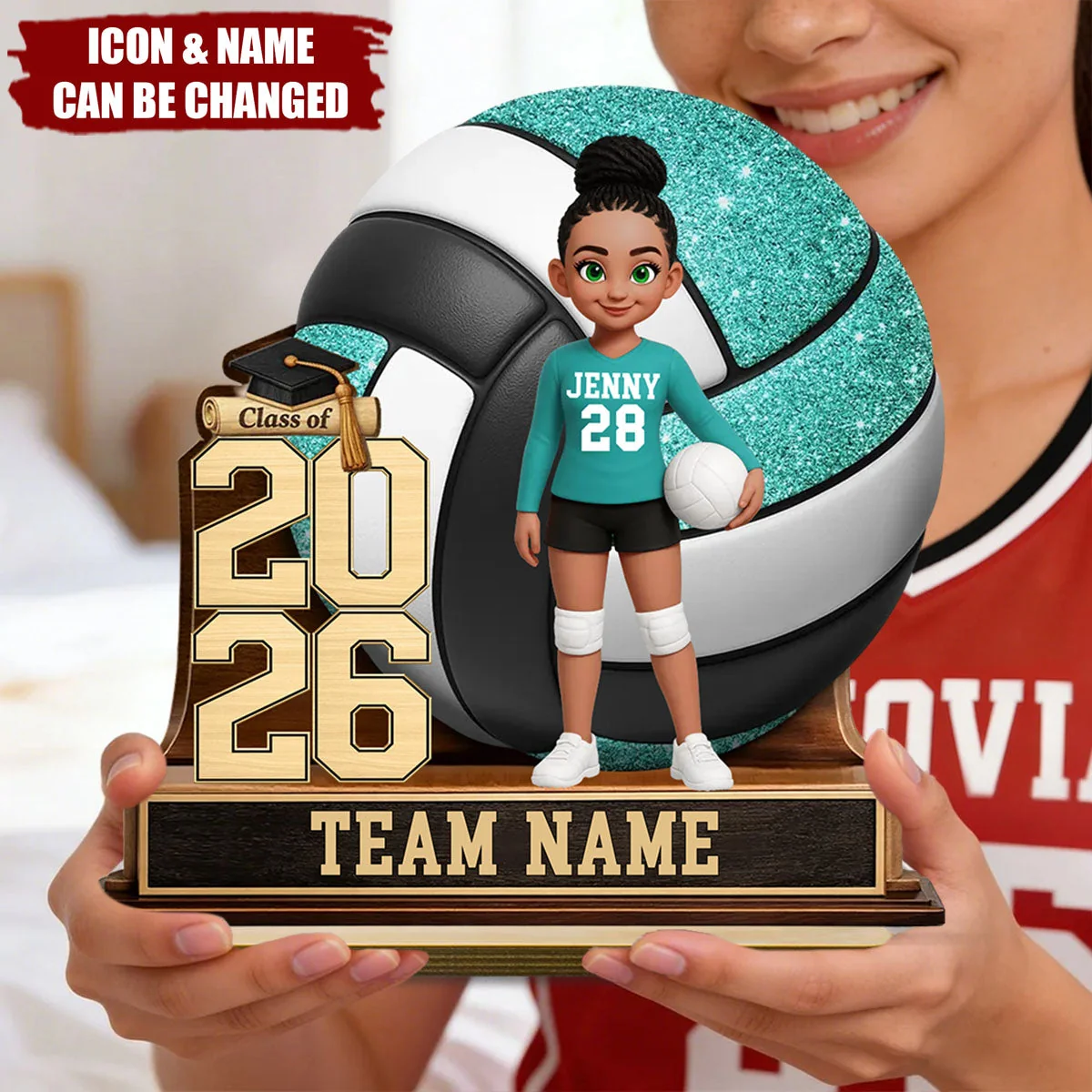 Volleyball Senior Keepsake - Personalized 2-Layered Wooden Plaque - Graduation Gift For Daughter, Graduates, Class of 2026 - Image 2