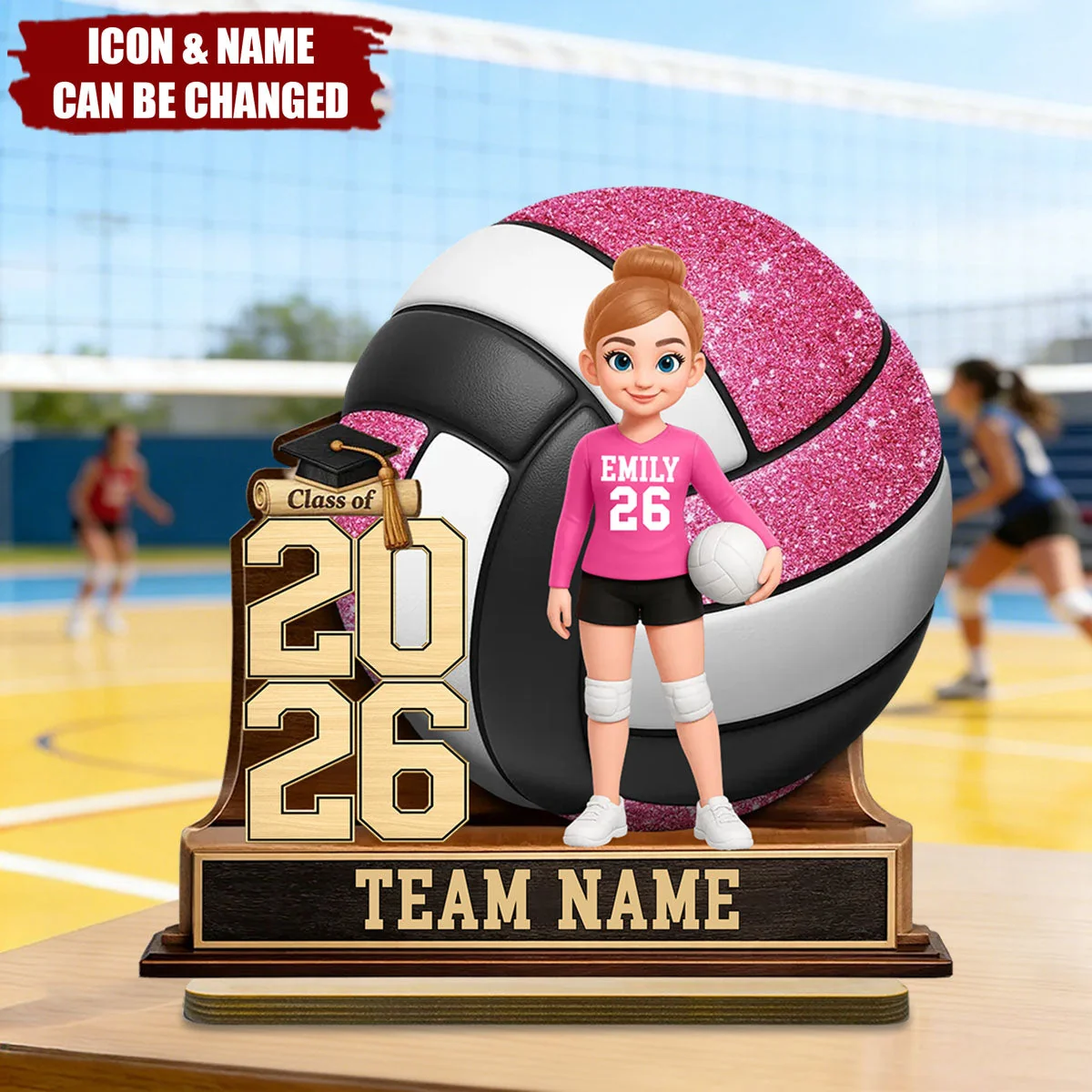 Volleyball Senior Keepsake - Personalized 2-Layered Wooden Plaque - Graduation Gift For Daughter, Graduates, Class of 2026 - Image 3