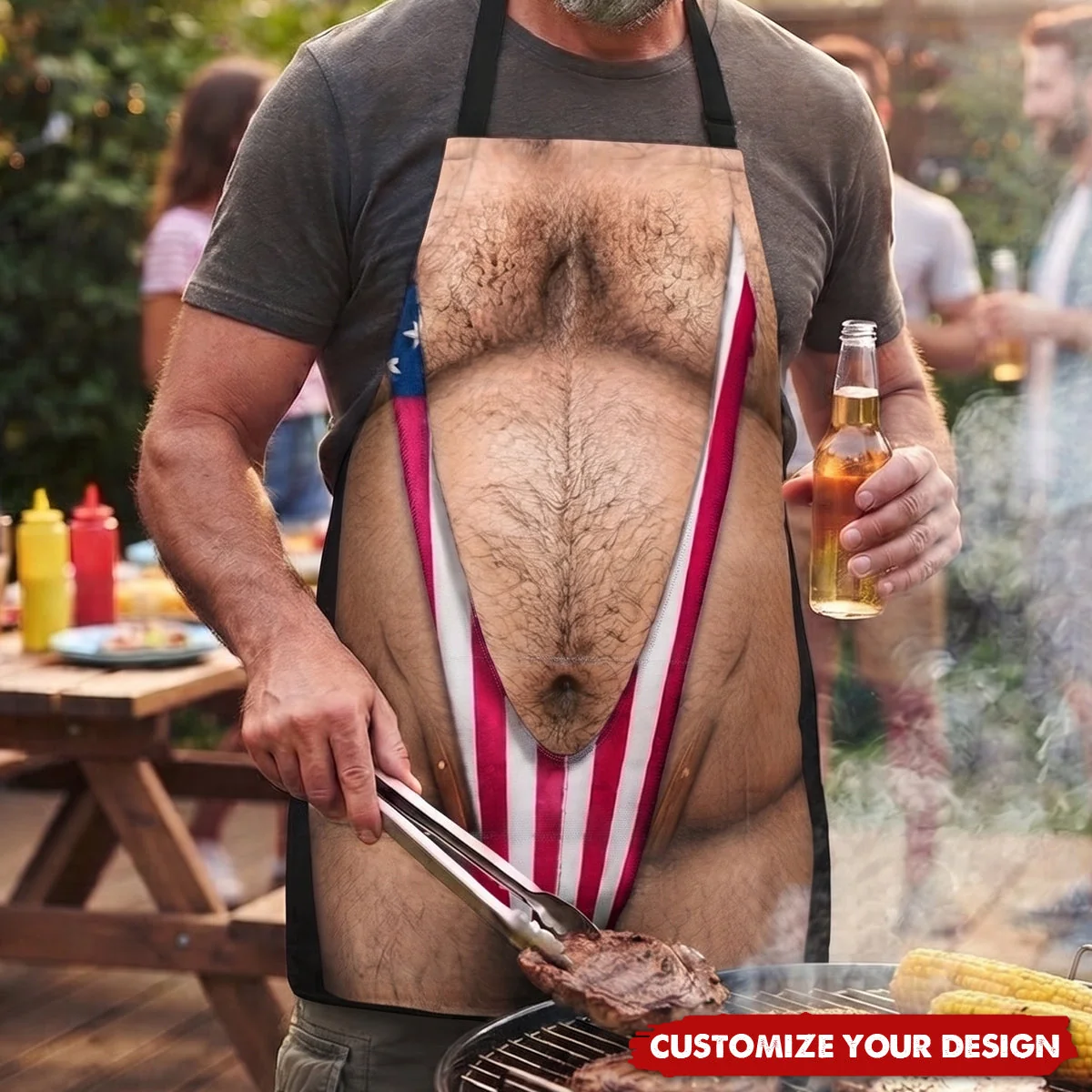 Funny 3D Hairy Body BBQ - Personalized Apron - Image 2