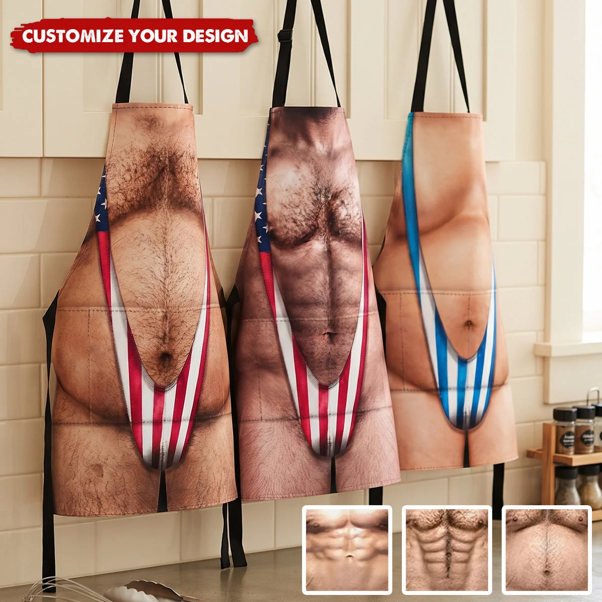 Funny 3D Hairy Body BBQ - Personalized Apron - Image 3