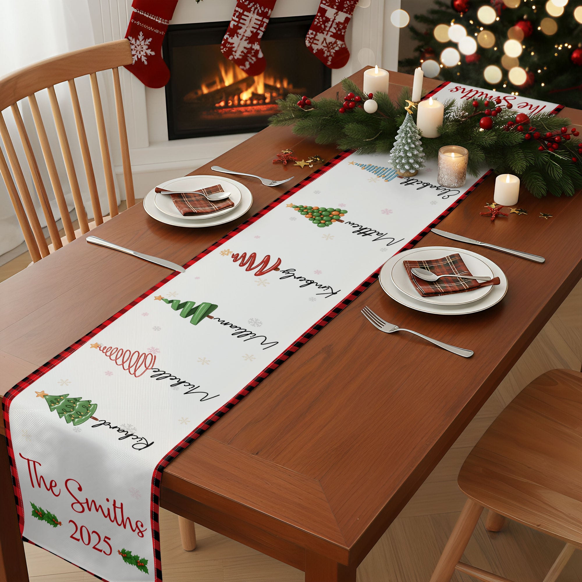 Christmas Family Tree - Personalized Table Runner - Image 2