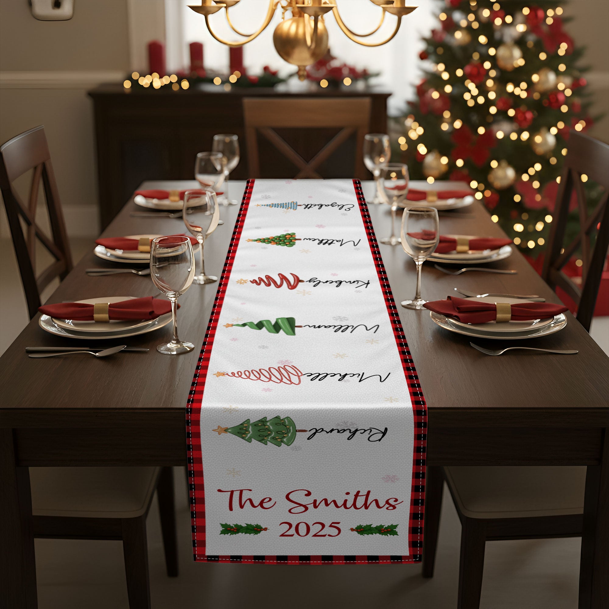 Christmas Family Tree - Personalized Table Runner - Image 3