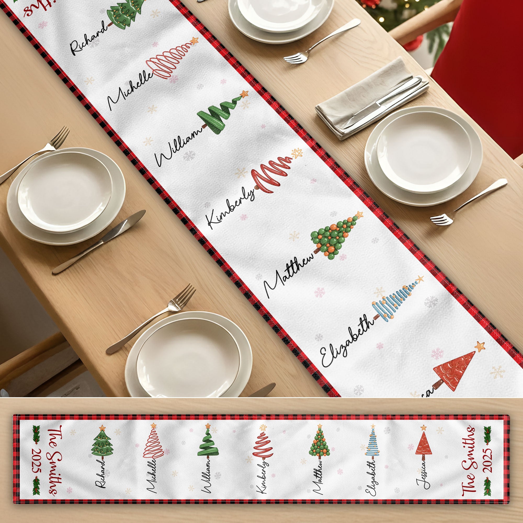 Christmas Family Tree - Personalized Table Runner - Image 5