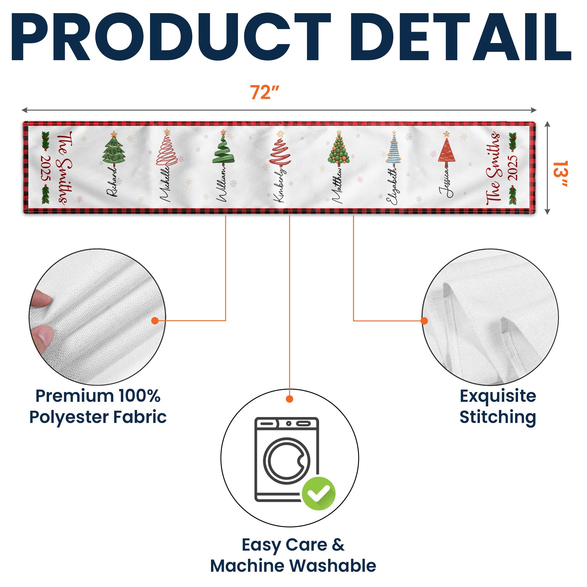 Christmas Family Tree - Personalized Table Runner - Image 6