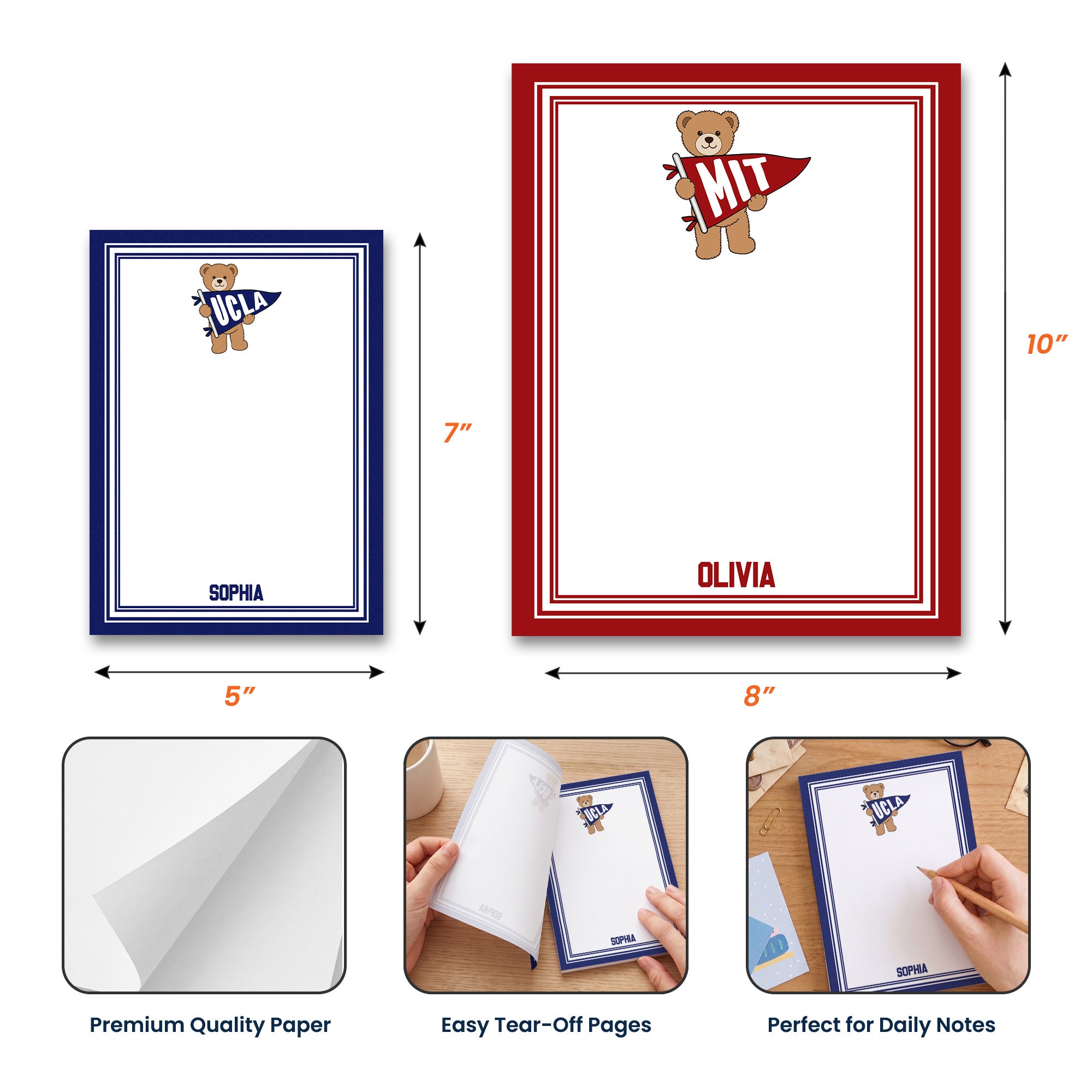 College Bear Pennant - Personalized Notepad - Image 5