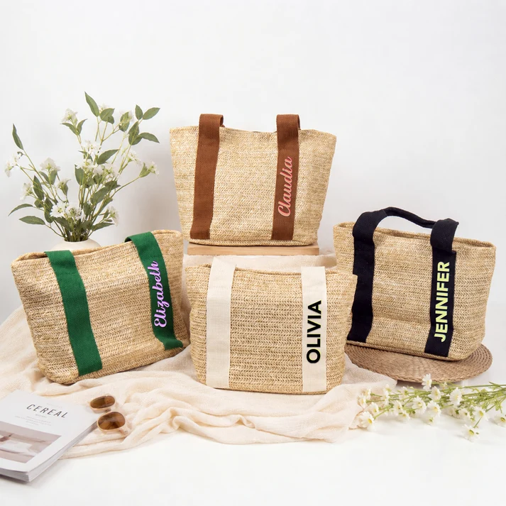 Colorful Name Summer Style - Personalized Straw Bag - Image 3
