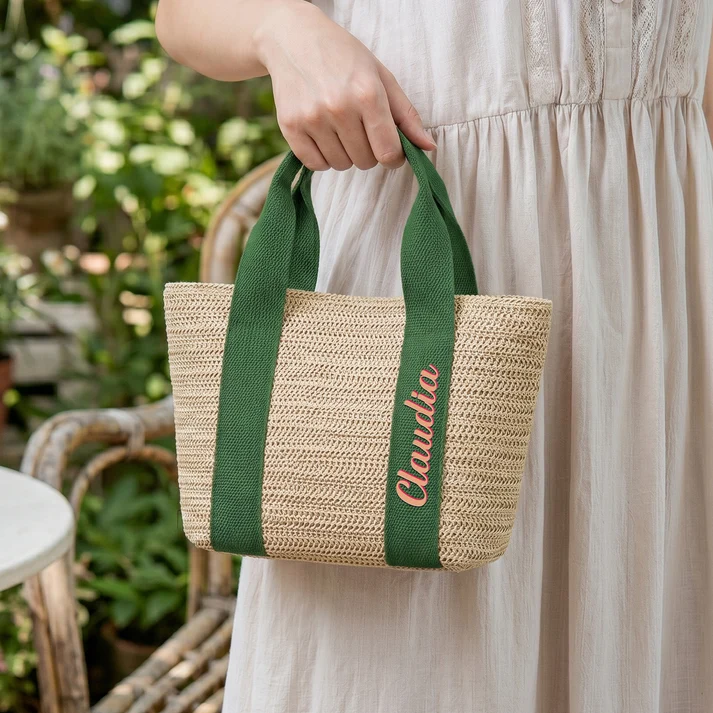 Colorful Name Summer Style - Personalized Straw Bag - Image 4