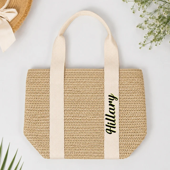 Colorful Name Summer Style - Personalized Straw Bag - Image 5