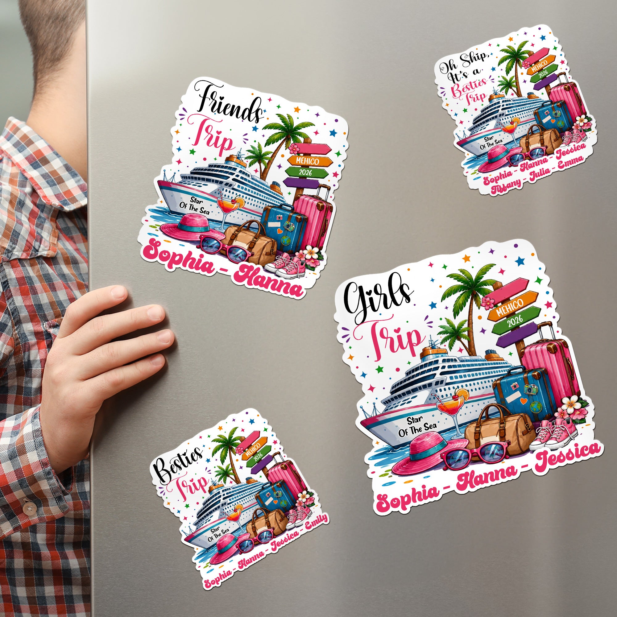 Cruise Door Signs Stateroom Decor Cruising Family Vacation, Girls Trip, Bachelor - Personalized Magnet - Image 2