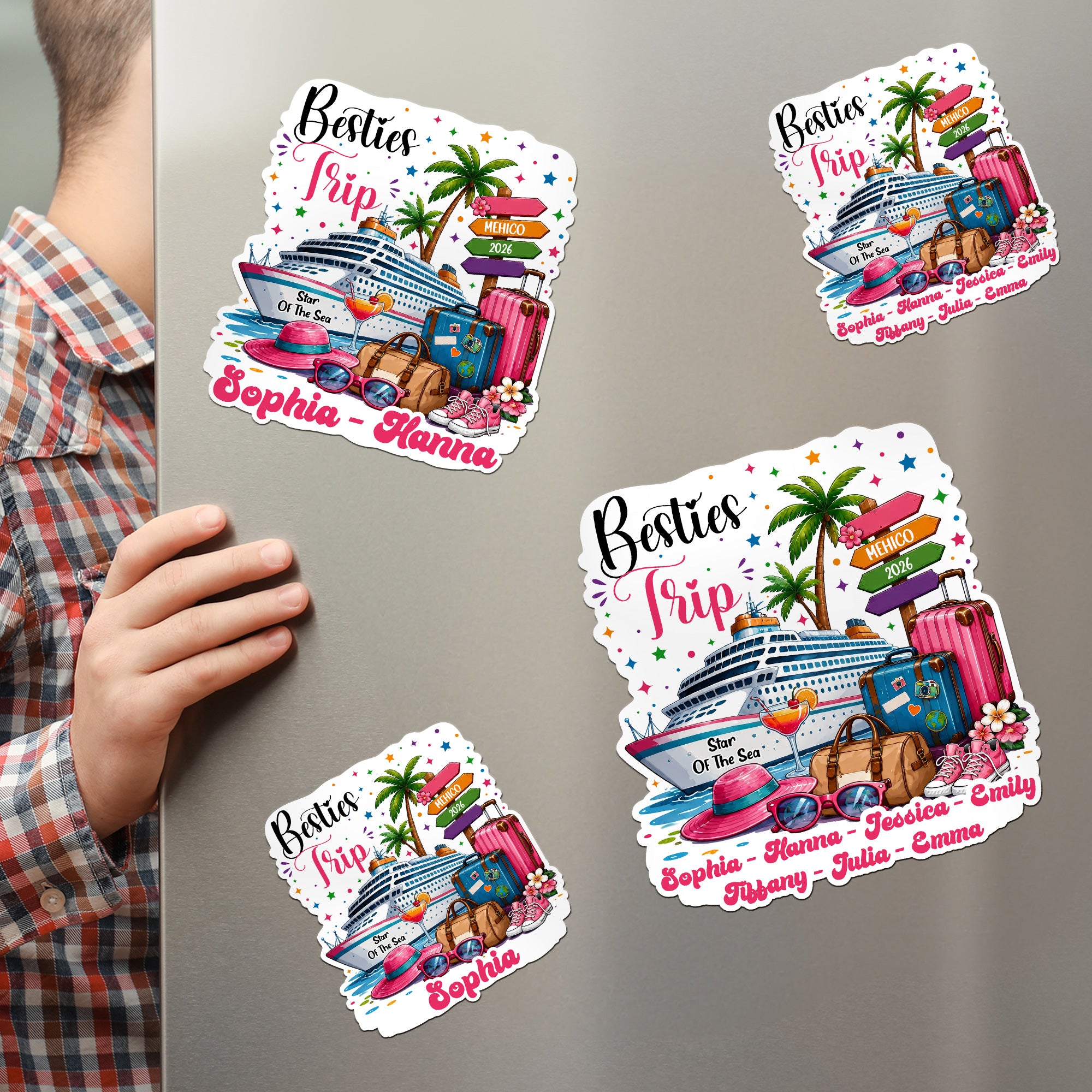 Cruise Door Signs Stateroom Decor Cruising Family Vacation, Girls Trip, Bachelor - Personalized Magnet - Image 3
