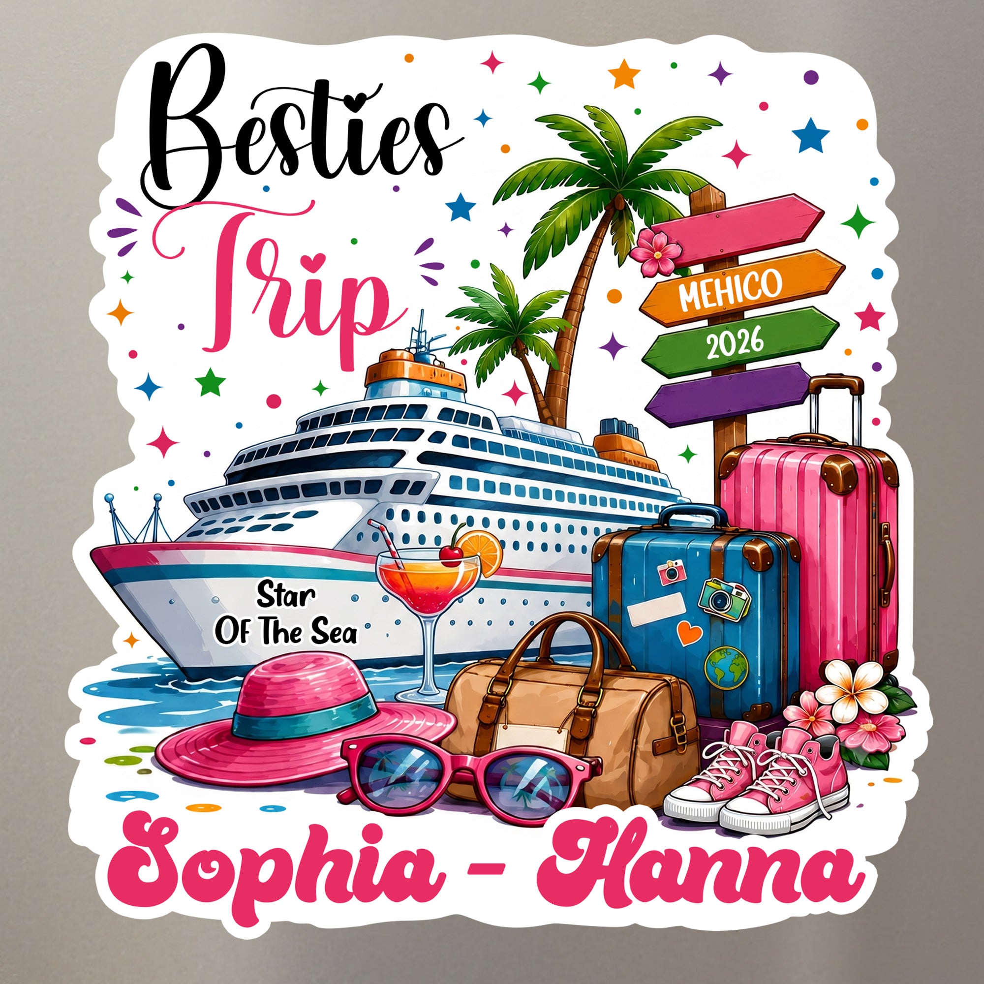 Cruise Door Signs Stateroom Decor Cruising Family Vacation, Girls Trip, Bachelor - Personalized Magnet - Image 4