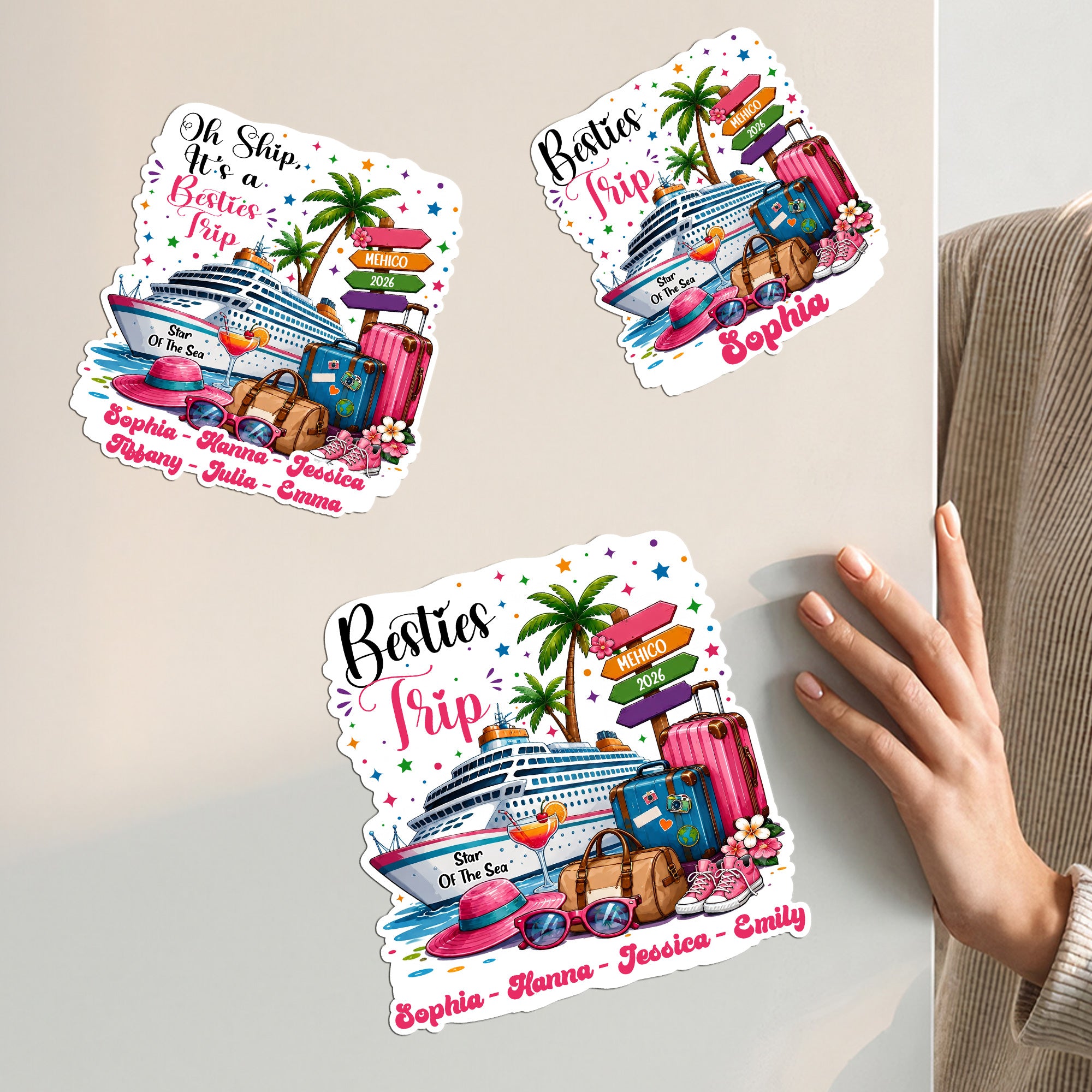 Cruise Door Signs Stateroom Decor Cruising Family Vacation, Girls Trip, Bachelor - Personalized Magnet - Image 6