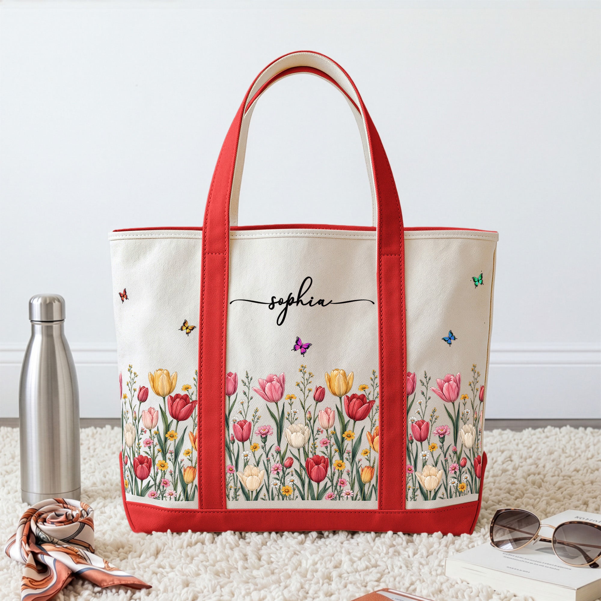 Custom Birth Flower & Name For Friends, Daughter, Granddaughter, Coworkers - Personalized Tote Bag - Image 2