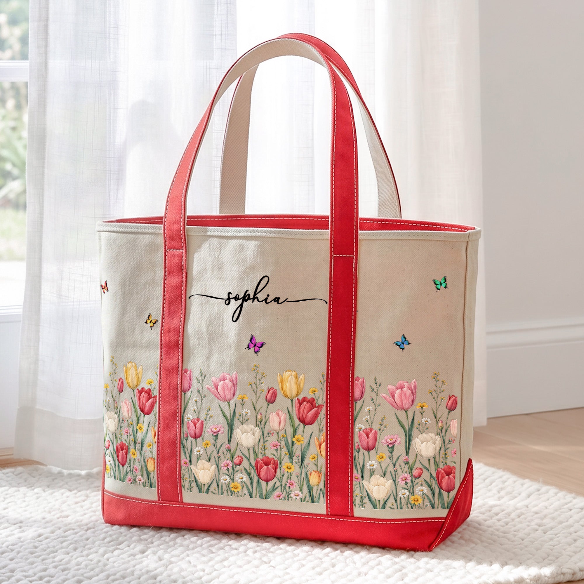 Custom Birth Flower & Name For Friends, Daughter, Granddaughter, Coworkers - Personalized Tote Bag - Image 5
