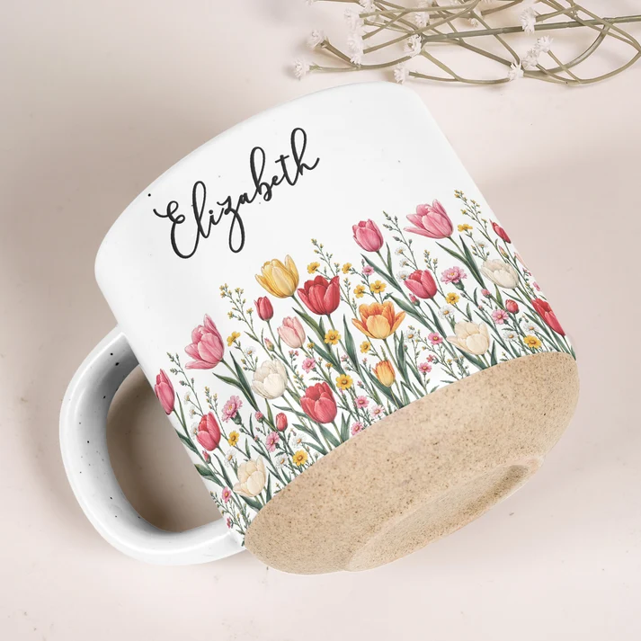 Custom Name & Birth Flower For Her, Coworkers, Daughter, Friends Pottery Cup - Personalized Mug - Image 4
