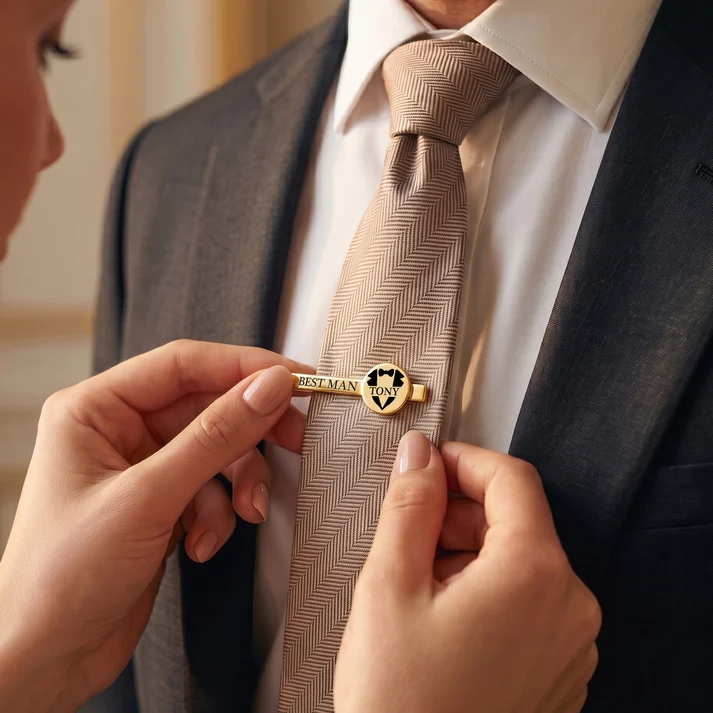 Custom Name Wedding Gifts For Groomsman, Best Man - Personalized Tie Clip - Image 2