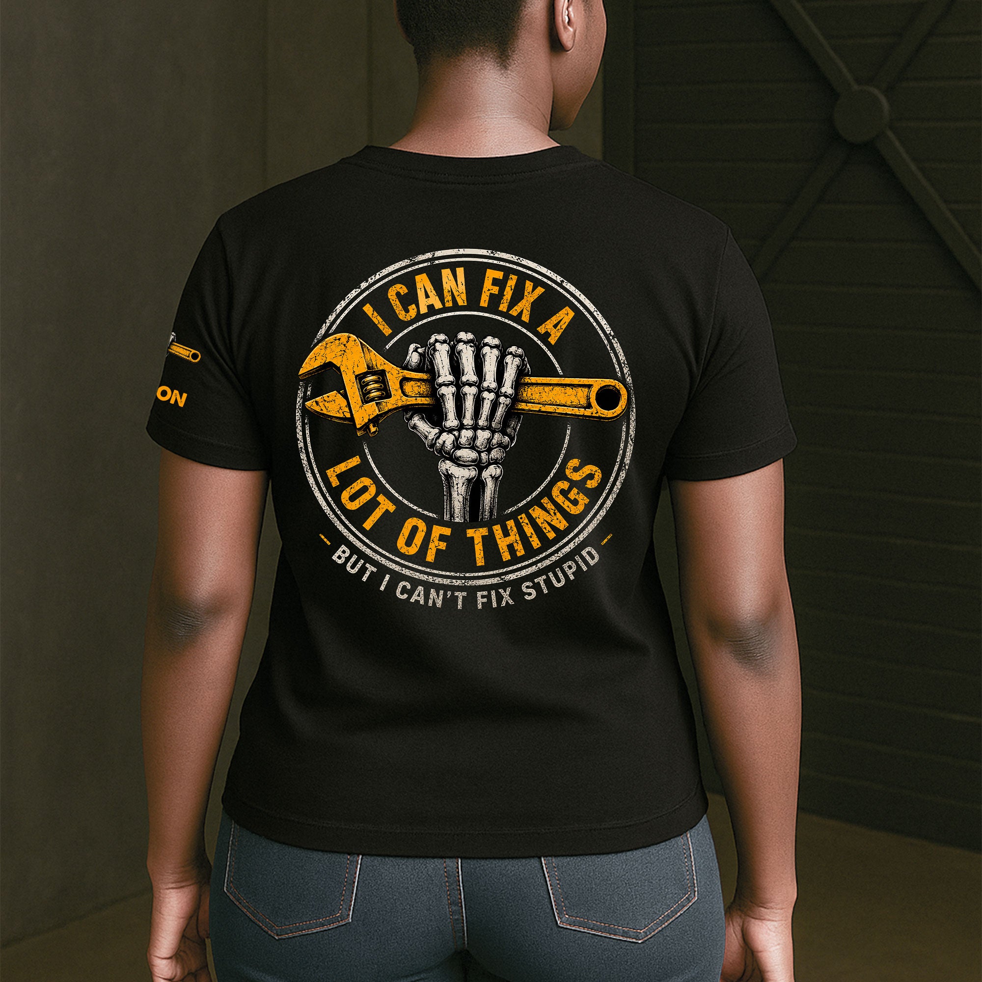 I Can Fix A Lot Of Things But I Can't Fix Stupid - With Name On Sleeve - Personalized Shirt - Image 3