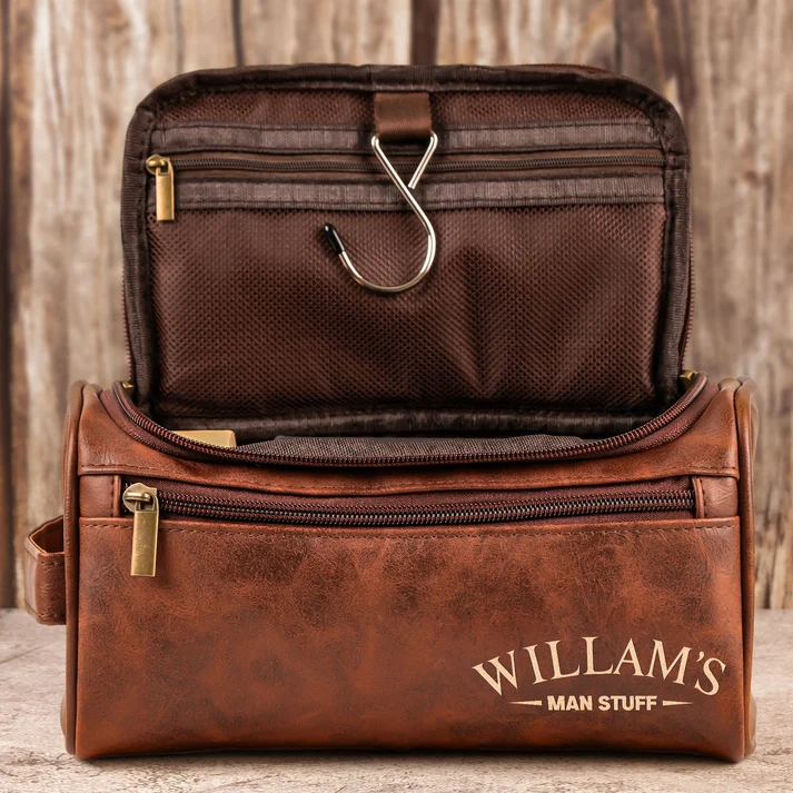 Man Stuff - Personalized Leather Toiletry Bag