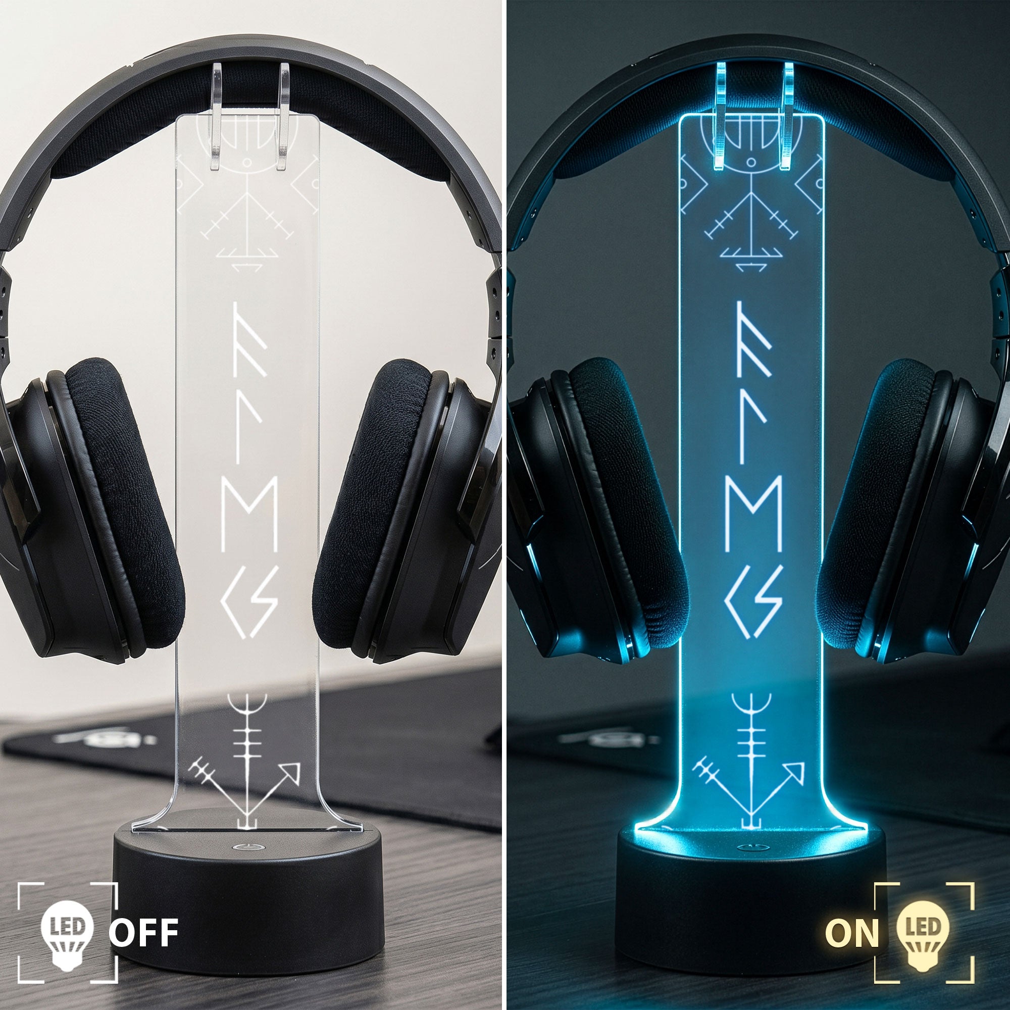 Name In Viking Runes, Ethnic Norse, Norse Mythology - Personalized Headphone Stand - Image 3