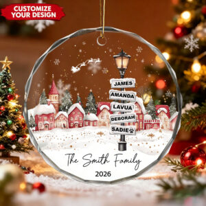 Personalized Family & Pet Acrylic Christmas Ornament, Custom Family Name Holiday Keepsake