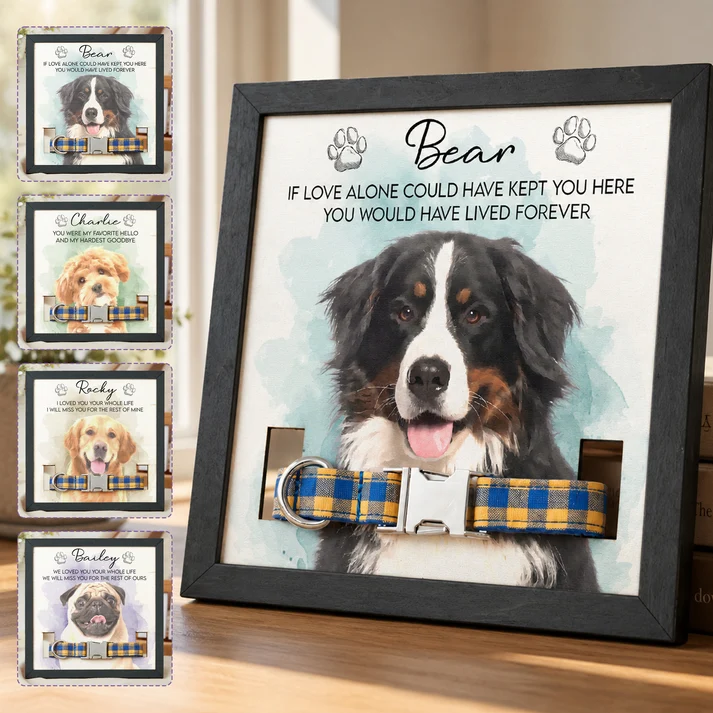 Pet Collar Frame Keepsake Custom Pet Portrait Watecolor Art - Personalized Frame - Image 5