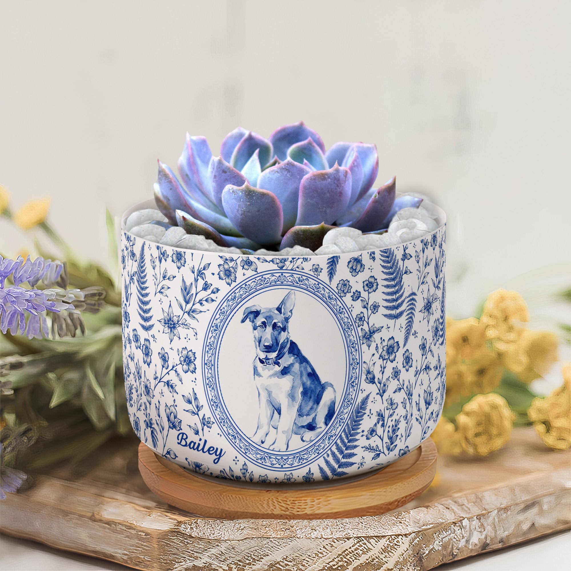 Pet Portrait Planter Home Decor, Pet Memorial Remembrance - Personalized Plant Pot - Image 5