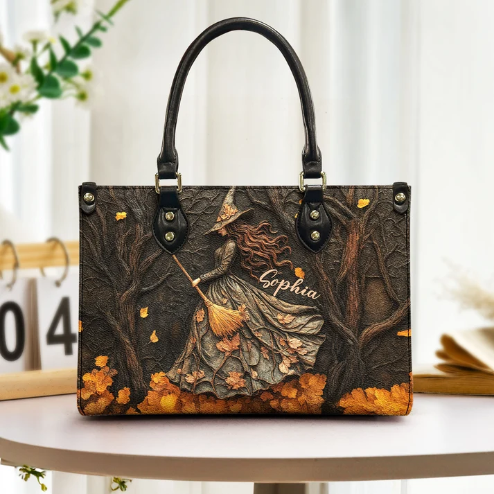 Spooky Witch Art Print - Personalized Leather Bag - Image 2