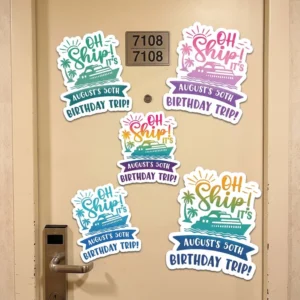 Oh Ship! - Cruise Door Signs Stateroom Decor Cruising Family Vacation, Girls Trip - Personalized Magnet