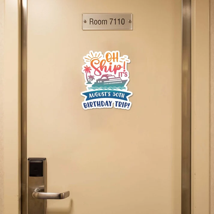 Oh Ship! - Cruise Door Signs Stateroom Decor Cruising Family Vacation, Girls Trip - Personalized Magnet - Image 4