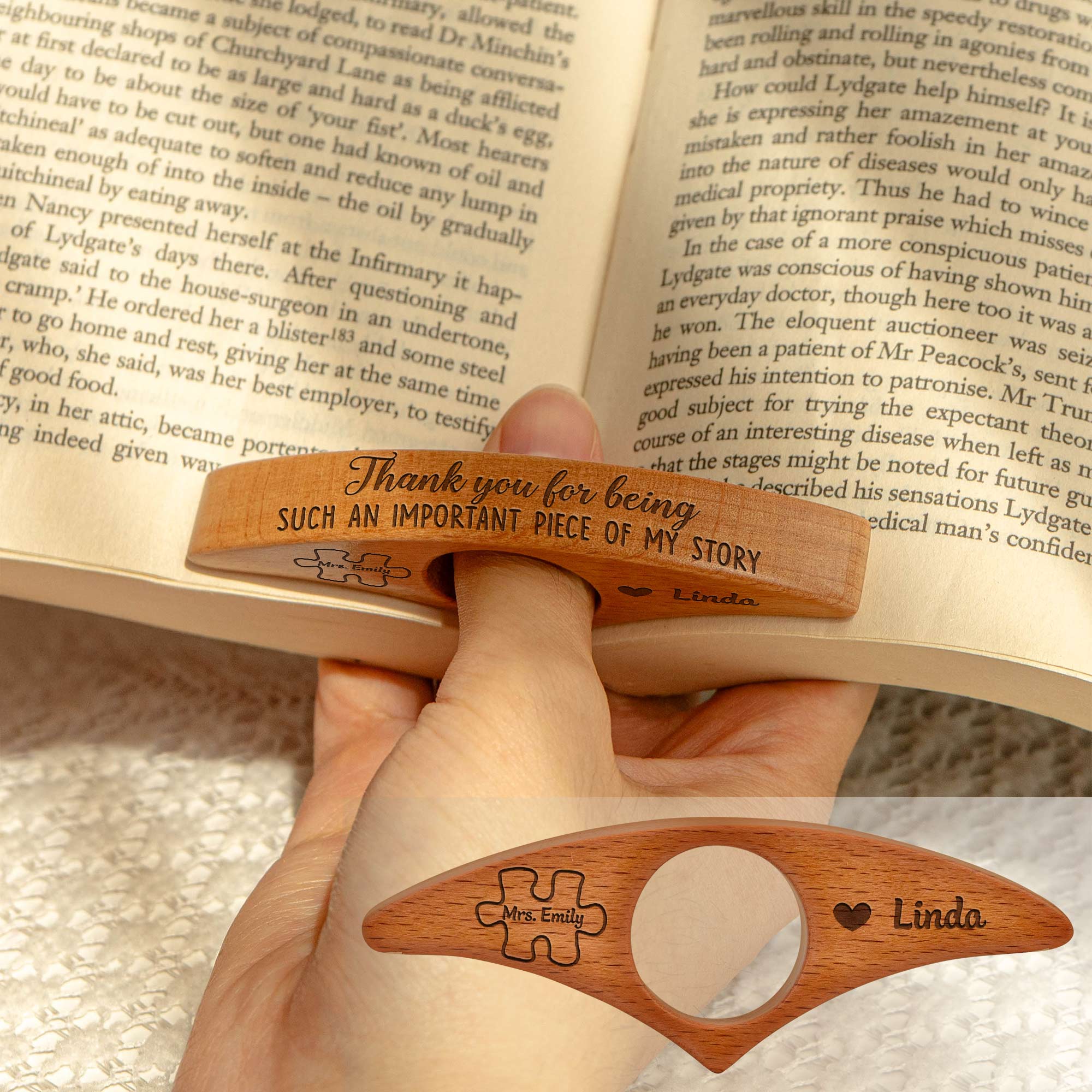 Thank You For Being Important Piece Of My Story - Personalized Book Page Holder