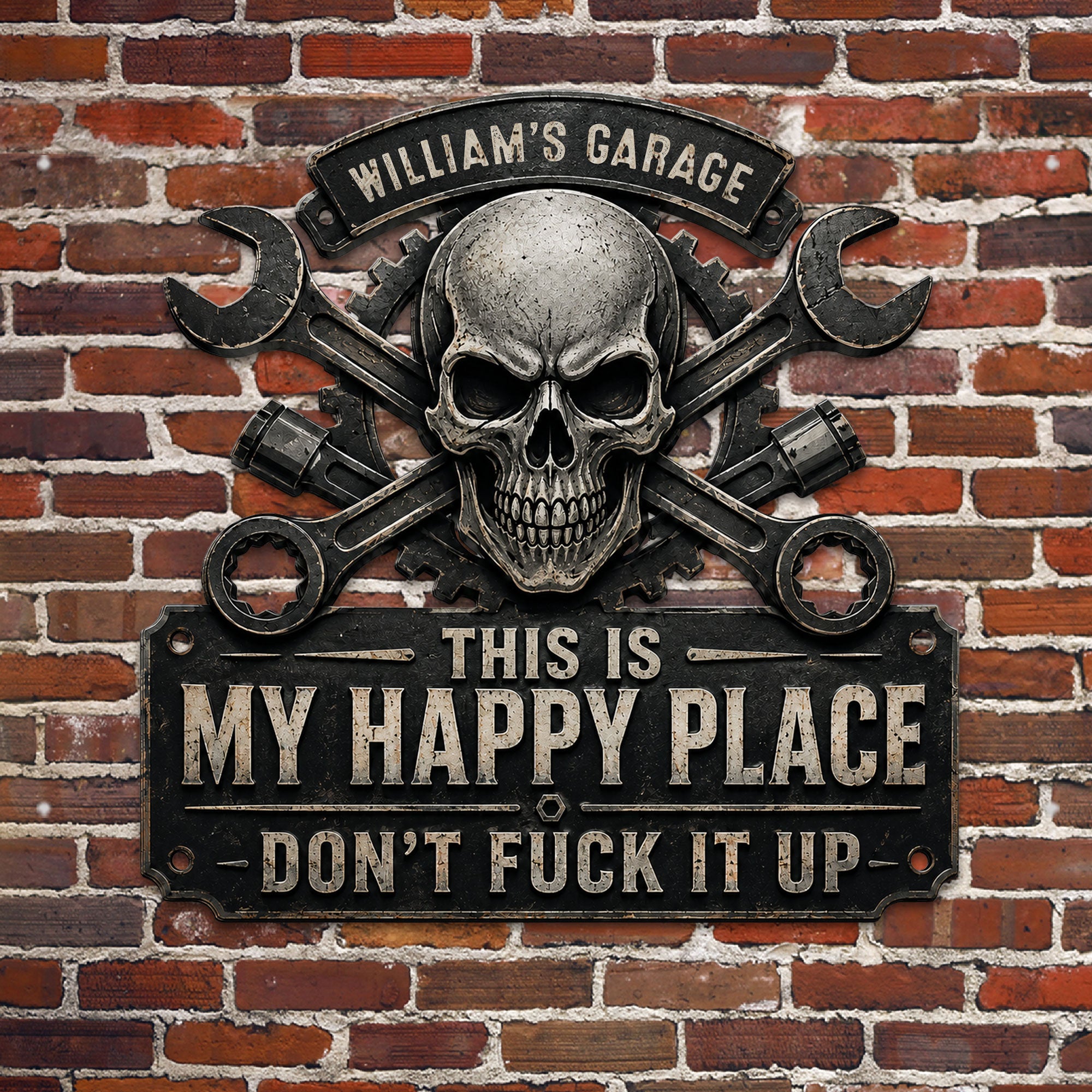 This Is My Happy Place - Funny Garage Sign For Him - Personalized Metal Sign - Image 2