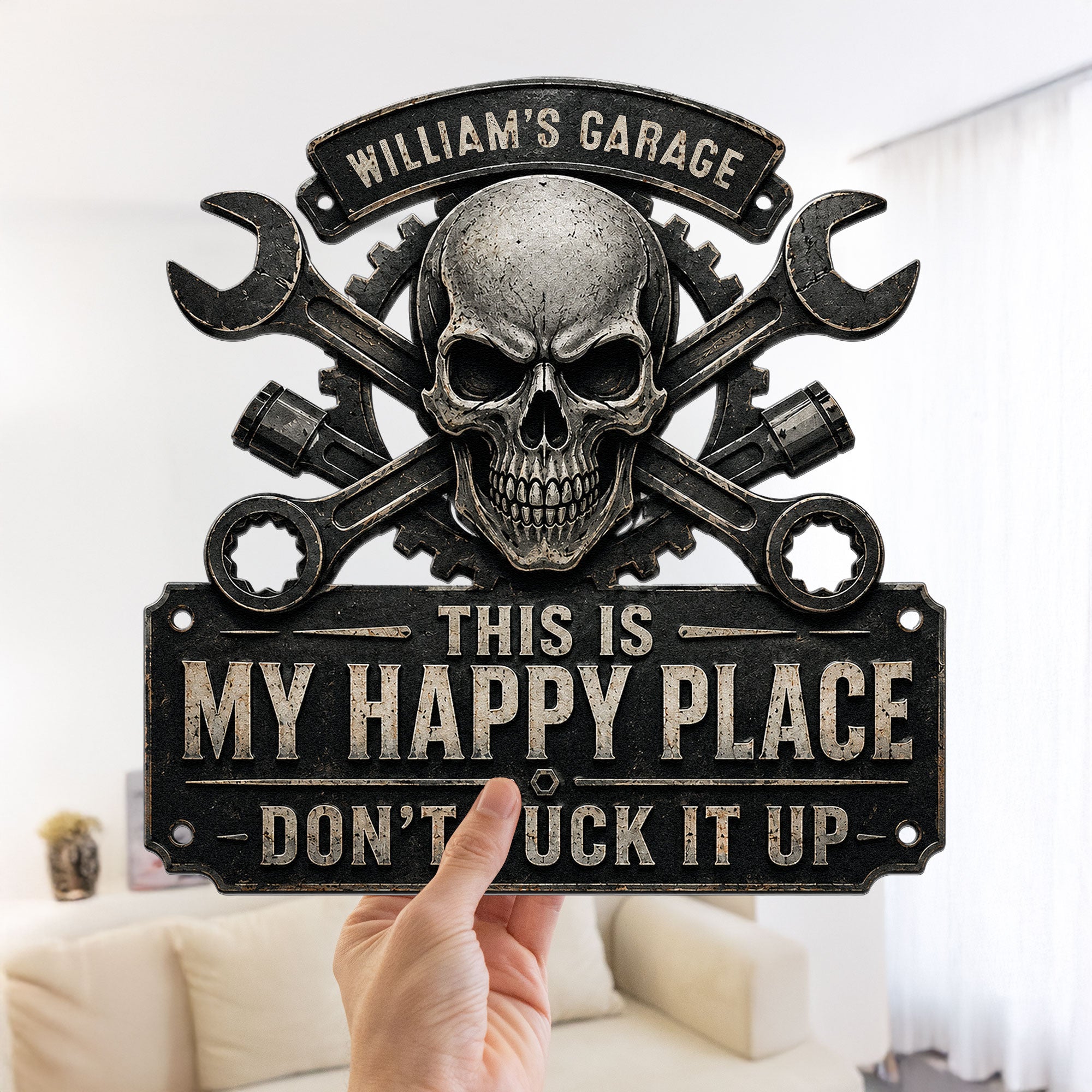 This Is My Happy Place - Funny Garage Sign For Him - Personalized Metal Sign - Image 3