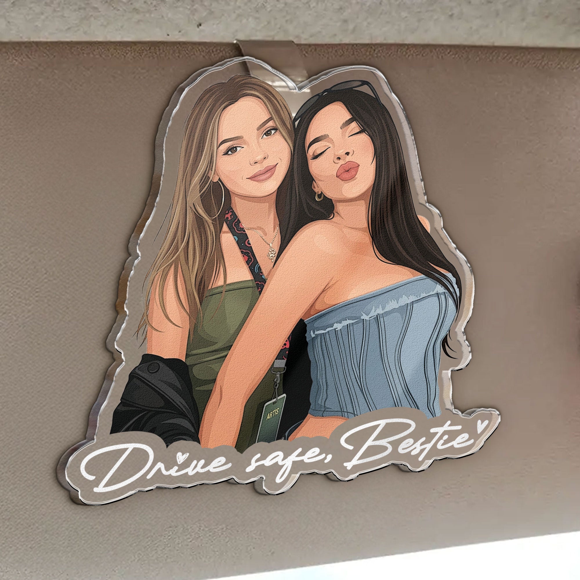 Turn Your Photo Into Art - Besties Forever, Friendship Thank You Gift - Personalized Car Visor Clip - Image 3