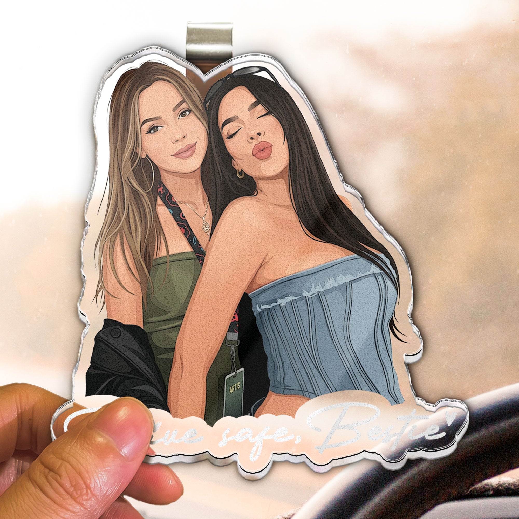 Turn Your Photo Into Art - Besties Forever, Friendship Thank You Gift - Personalized Car Visor Clip - Image 4