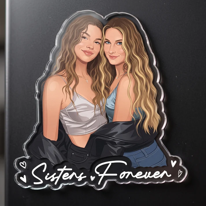 Turn Your Photo Into Art - Besties Forever, Friendship Thank You Gift - Personalized Magnet - Image 2