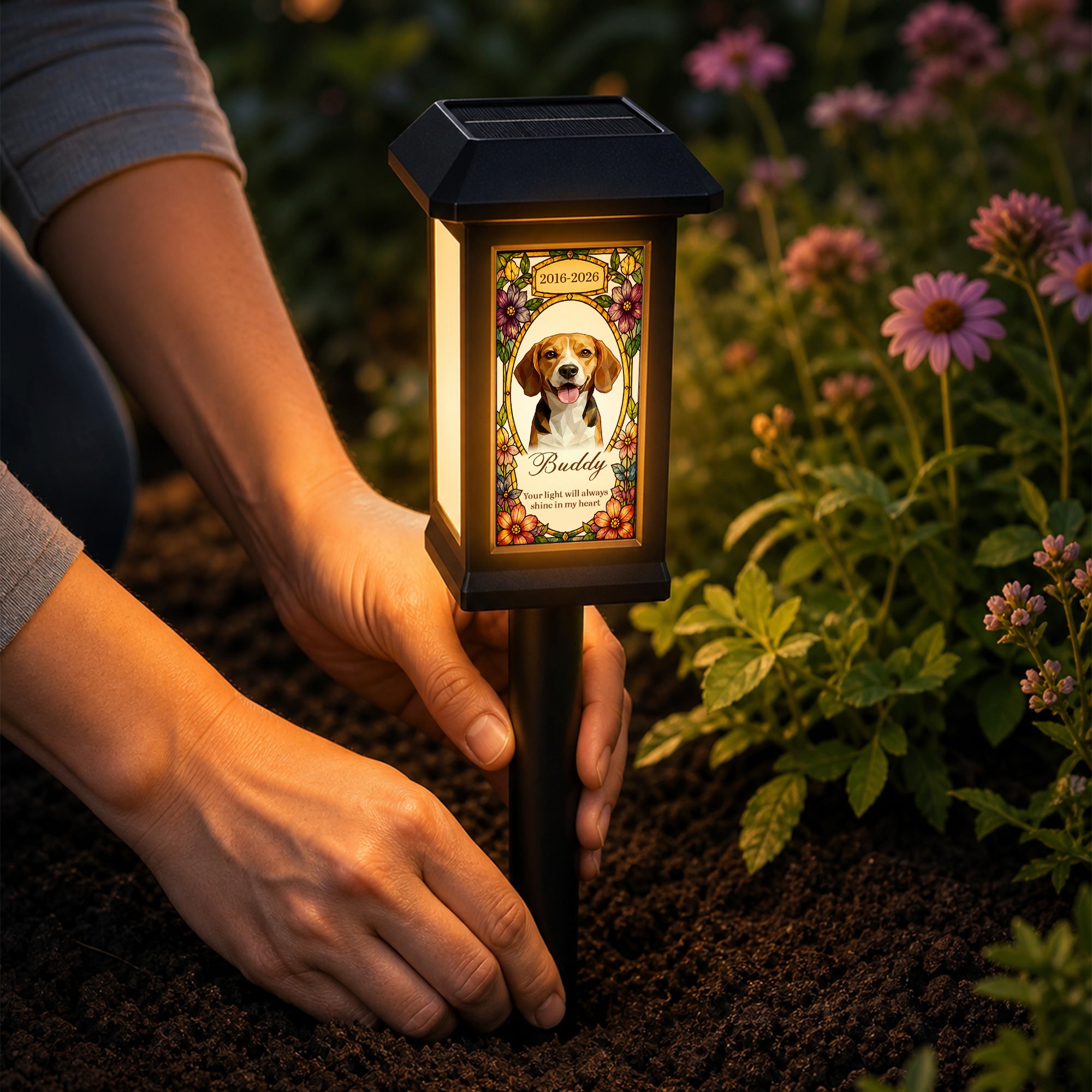 Your Light Will Always Shine In My Heart Loss Of Pet - Personalized Solar Garden Light - Image 3