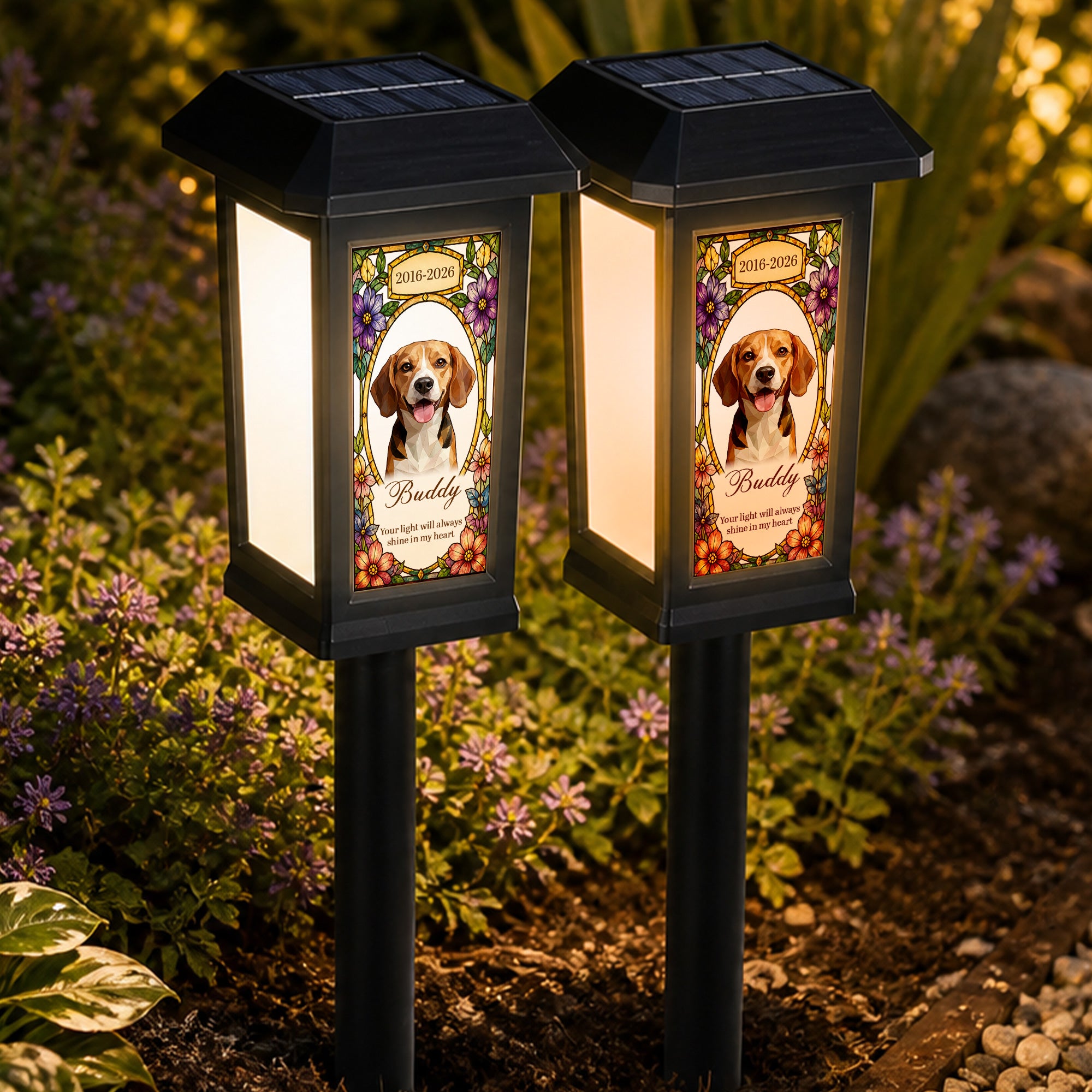 Your Light Will Always Shine In My Heart Loss Of Pet - Personalized Solar Garden Light - Image 4