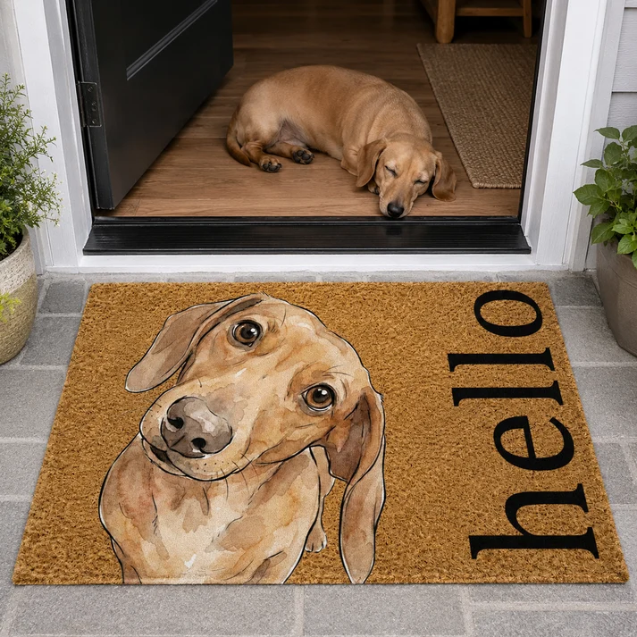 Custom Pet Portrait Funny Doormat Watercolor Art - Personalized Doormat - Image 2